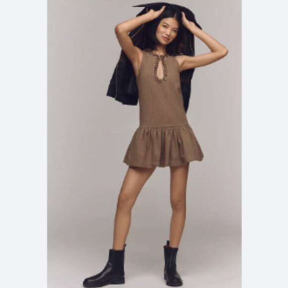 Brand New By Anthropologie Beaded Keyhole Sleeveless Mini Dress - Picture 3 of 10